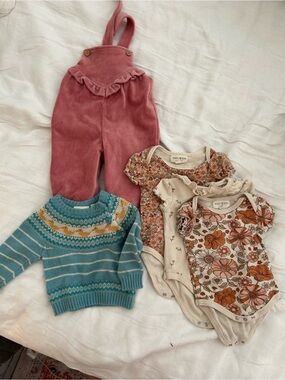 Unbranded Mauve Pink Corduroy Ruffle Overalls for Babies